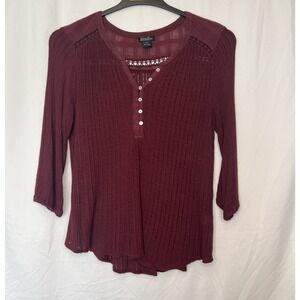 Lucky Brand Women's Size 1X Long Sleeve V-Neck Cotton Ribbed Lightweight Sweater